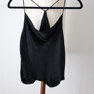 Zara top open back silky black top XS